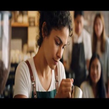 The same frame as the model receives it: 360 px high, blurred, JPEG quality 55, 224 by 224